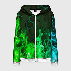 Толстовка 3D на молнии мужская Fire, цвет: 3D-белый