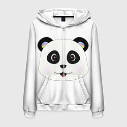 Толстовка 3D на молнии мужская Panda, цвет: 3D-белый