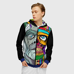 Толстовка 3D на молнии мужская Франкенштейн, цвет: 3D-синий — фото 2