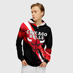 Толстовка 3D на молнии мужская CHICAGO BULLS, цвет: 3D-черный — фото 2