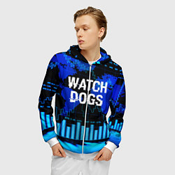 Толстовка 3D на молнии мужская Watch Dogs, цвет: 3D-белый — фото 2
