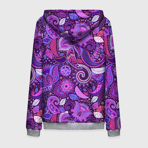 Мужская толстовка на молнии Фиолетовый этнический дудлинг / 3D-Меланж – фото 2