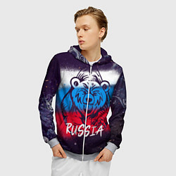 Толстовка 3D на молнии мужская Russia Bear, цвет: 3D-меланж — фото 2