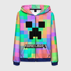 Толстовка 3D на молнии мужская Minecraft, цвет: 3D-синий