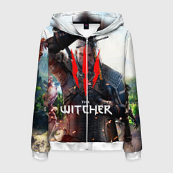 Толстовка 3D на молнии мужская The Witcher, цвет: 3D-белый