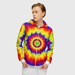 Толстовка 3D на молнии мужская Tie-Dye, цвет: 3D-белый — фото 2