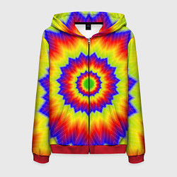 Толстовка 3D на молнии мужская Tie-Dye, цвет: 3D-красный