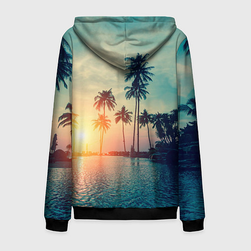 Мужская толстовка на молнии Пальмы / 3D-Черный – фото 2