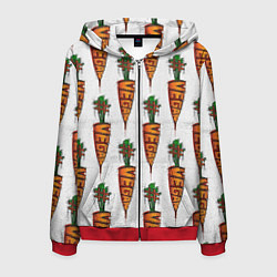 Толстовка 3D на молнии мужская Vegan, цвет: 3D-красный