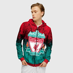 Толстовка 3D на молнии мужская LIVERPOOL, цвет: 3D-красный — фото 2