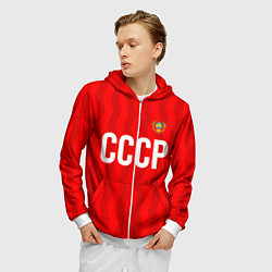 Толстовка 3D на молнии мужская Форма сборной СССР, цвет: 3D-белый — фото 2