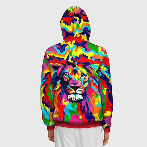 Мужская толстовка на молнии Лев Artistic Art / 3D-Красный – фото 4