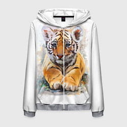 Толстовка 3D на молнии мужская Tiger Art, цвет: 3D-меланж