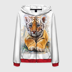 Толстовка 3D на молнии мужская Tiger Art, цвет: 3D-красный