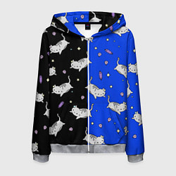 Толстовка 3D на молнии мужская КИСЫ, цвет: 3D-меланж