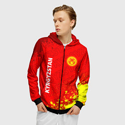 Толстовка 3D на молнии мужская КИРГИЗИЯ, цвет: 3D-черный — фото 2