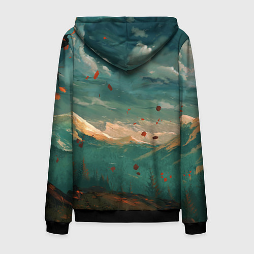 Мужская толстовка на молнии Горы / 3D-Черный – фото 2