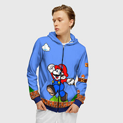 Толстовка 3D на молнии мужская Mario, цвет: 3D-синий — фото 2