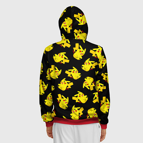 Мужская толстовка на молнии Веселый пикачу / 3D-Красный – фото 4