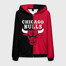 Толстовка 3D на молнии мужская Чикаго Буллз, цвет: 3D-черный
