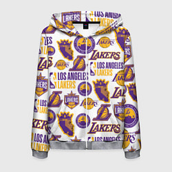 Толстовка 3D на молнии мужская LAKERS LOGO, цвет: 3D-меланж