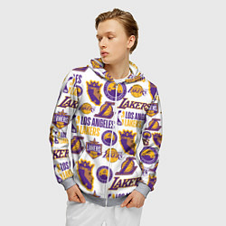Толстовка 3D на молнии мужская LAKERS LOGO, цвет: 3D-меланж — фото 2