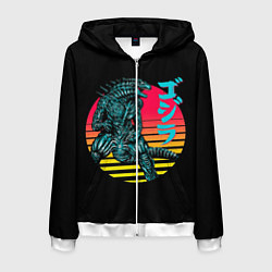 Толстовка 3D на молнии мужская Динозавр, цвет: 3D-белый