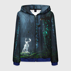 Толстовка 3D на молнии мужская Олень, цвет: 3D-синий