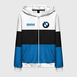 Толстовка 3D на молнии мужская BMW SPORT, цвет: 3D-белый