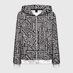 Толстовка 3D на молнии мужская Геометрия, цвет: 3D-белый