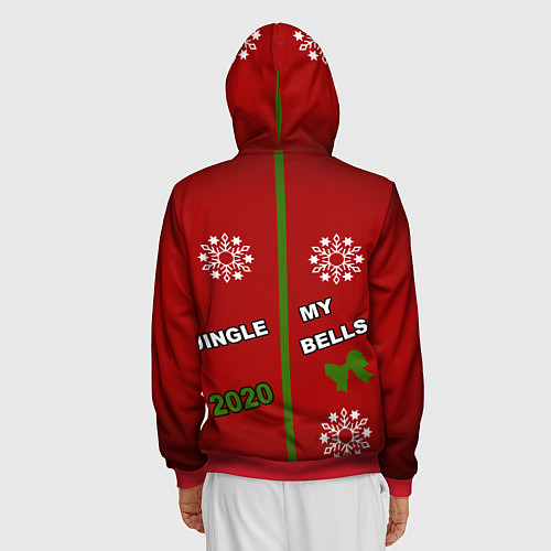 Мужская толстовка на молнии Jingle my bells 2020 / 3D-Красный – фото 4