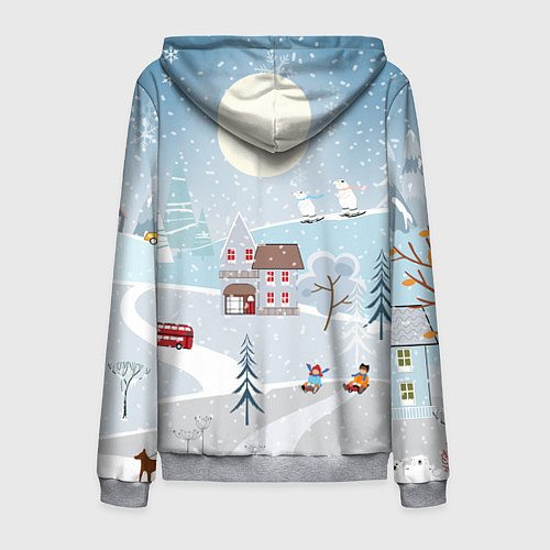 Мужская толстовка на молнии Зимний дворик / 3D-Меланж – фото 2
