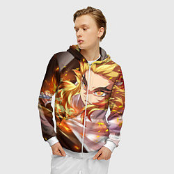 Толстовка 3D на молнии мужская Клинок Рассекающий Демонов, цвет: 3D-белый — фото 2