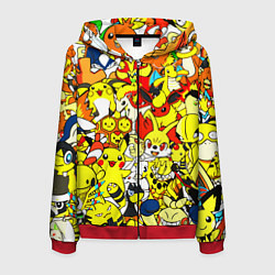 Толстовка 3D на молнии мужская ПОКЕМОНЫ, цвет: 3D-красный