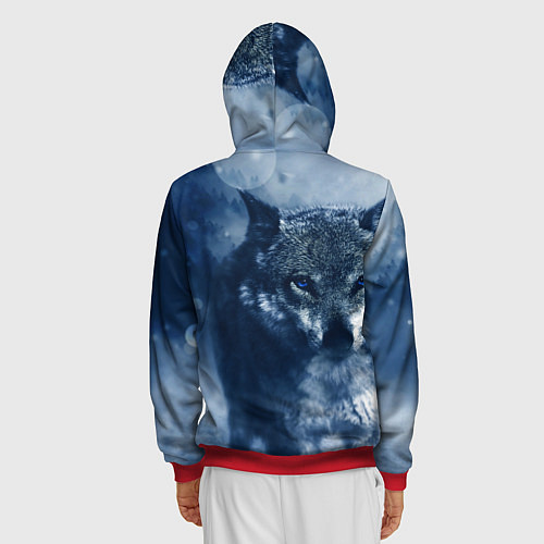 Мужская толстовка на молнии Красивый волк / 3D-Красный – фото 4