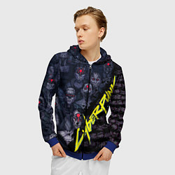Толстовка 3D на молнии мужская Cyberpunk 2077, цвет: 3D-синий — фото 2