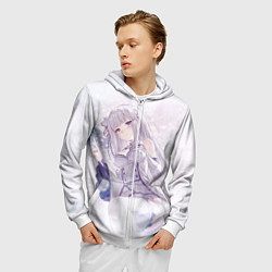 Толстовка 3D на молнии мужская Эмилия, цвет: 3D-белый — фото 2
