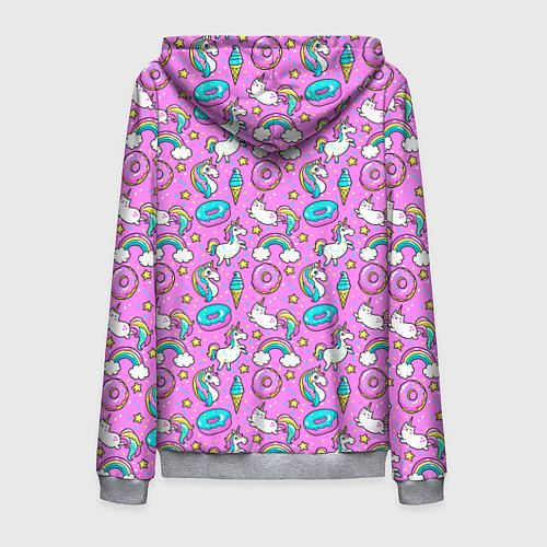 Мужская толстовка на молнии Единороги и пончики / 3D-Меланж – фото 2