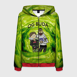 Толстовка 3D на молнии мужская Репер - OG Buda, цвет: 3D-красный