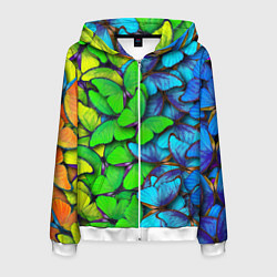 Мужская толстовка на молнии Радужные бабочки