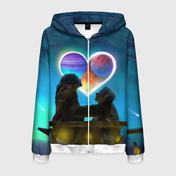 Толстовка 3D на молнии мужская Ваня Дмитриенко Венера-Юпитер, цвет: 3D-белый