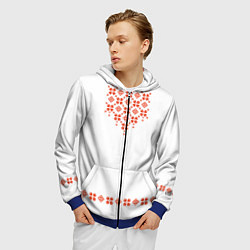 Толстовка 3D на молнии мужская Белорусская вышиванка, цвет: 3D-синий — фото 2