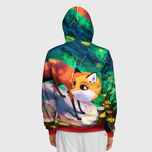 Мужская толстовка на молнии Лисичка / 3D-Красный – фото 4