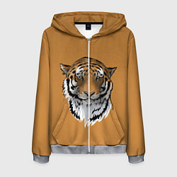 Толстовка 3D на молнии мужская Тигр, цвет: 3D-меланж