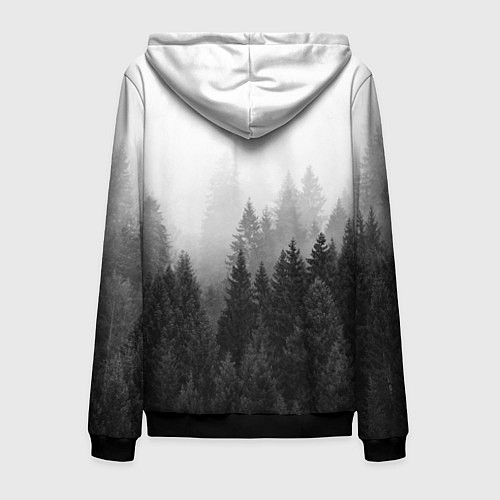 Мужская толстовка на молнии Туманный лес / 3D-Черный – фото 2