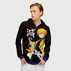 Толстовка 3D на молнии мужская КЛИНОК РАССЕКАЮЩИЙ ДЕМОНОВ, цвет: 3D-синий — фото 2
