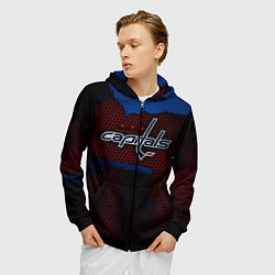 Толстовка 3D на молнии мужская WASHINGTON CAPITALS, цвет: 3D-черный — фото 2