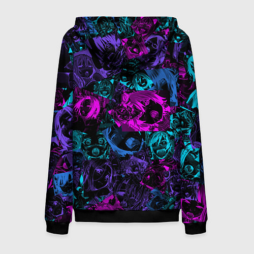 Мужская толстовка на молнии Neon Ahegao / 3D-Черный – фото 2
