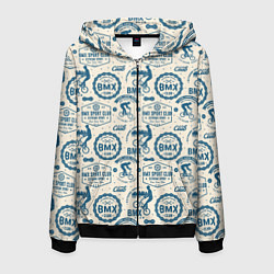 Толстовка 3D на молнии мужская BMX, цвет: 3D-черный