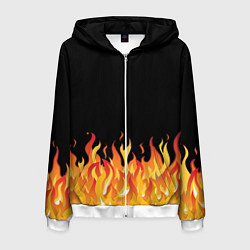 Толстовка 3D на молнии мужская ОГОНЬ И НИЧЕГО ЛИШНЕГО, цвет: 3D-белый